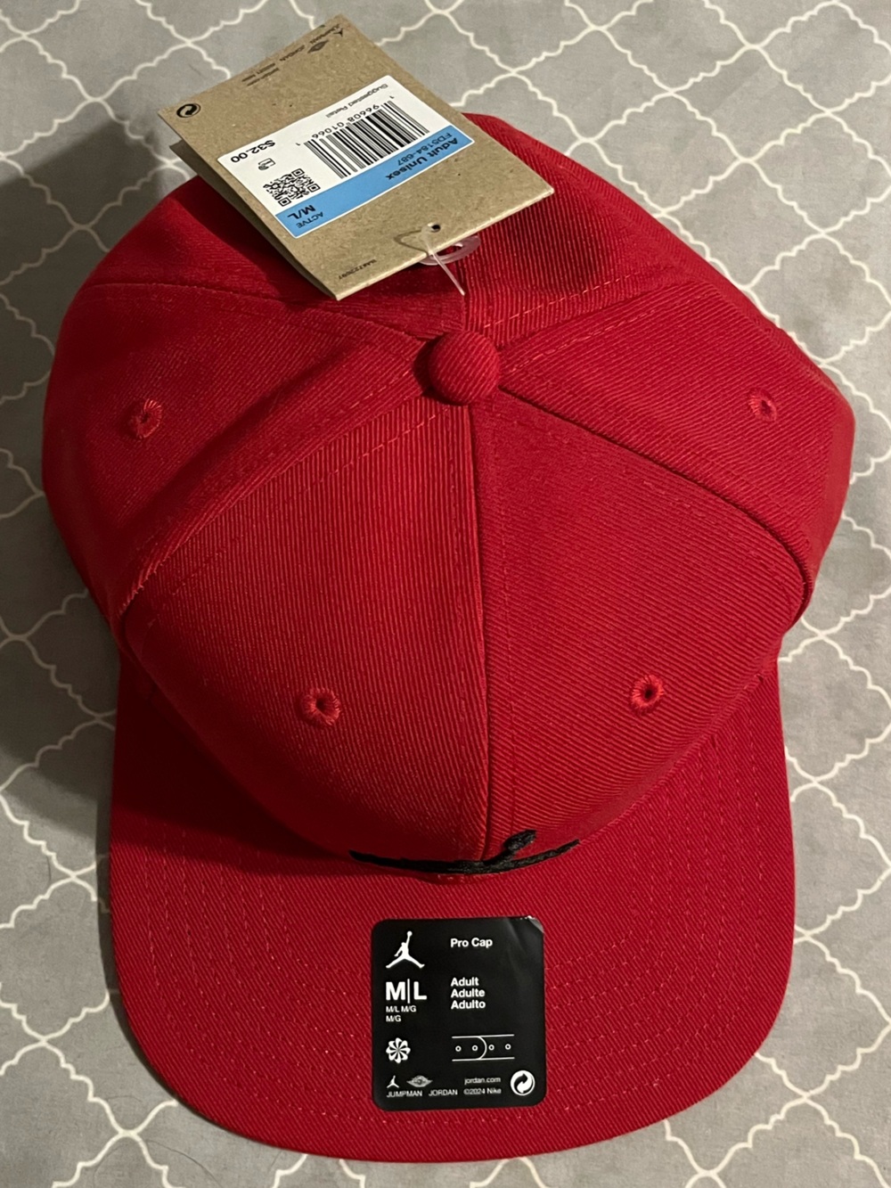 Jordan Red Cap with Black Jumpman Embroidery